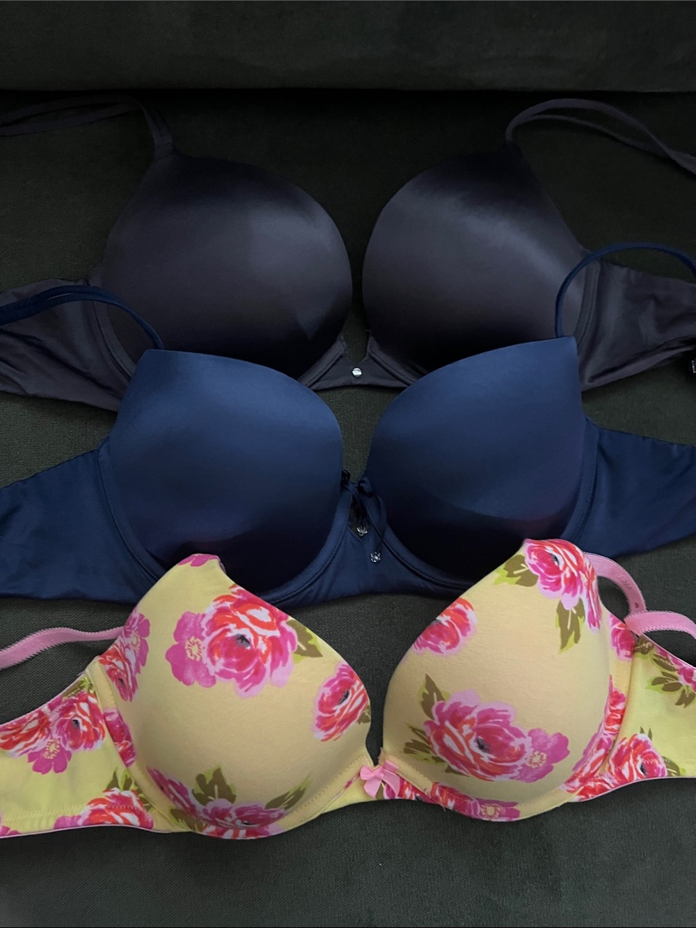 Victoria's Secret Navy and Floral Push-Up Bras